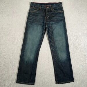 Raleigh Denim Jeans Mens 30x28 Blue White Oak Cone Straight Fit Casual Preppy